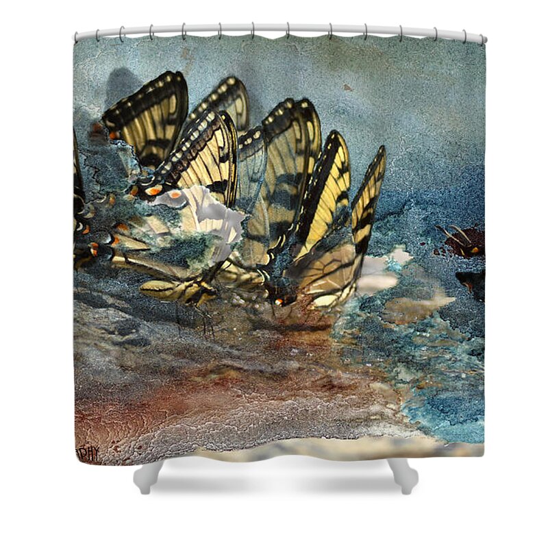 Butterflies Shower Curtain featuring the photograph The Gathering by Kathy Russell