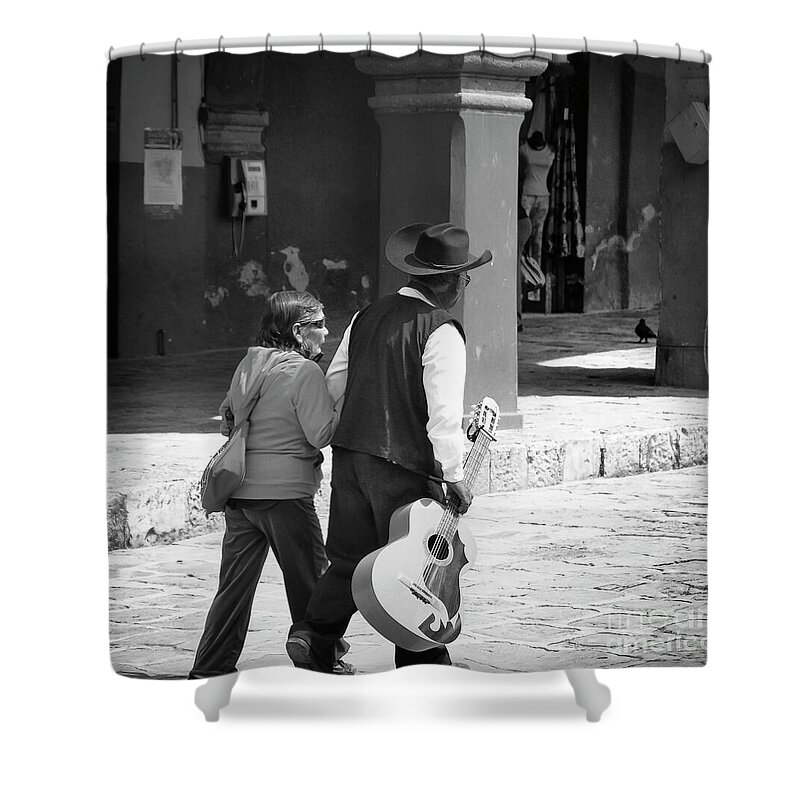 Guitar Player And Wife Shower Curtain featuring the photograph The Gig Is Over by Barry Weiss