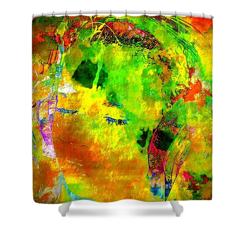 Headphones Shower Curtain featuring the photograph The girl in headphones by Jean Francois Gil