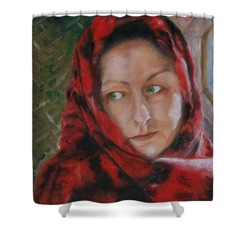Oil Shower Curtain featuring the painting The Glance by Stephen King