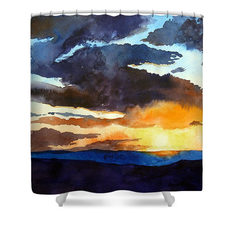 Sunset Shower Curtain featuring the painting The Glory of the Sunset by Christopher Shellhammer