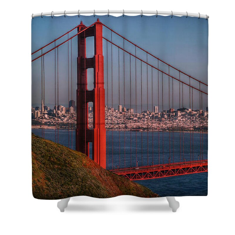 Golden Gate Bridge Shower Curtain featuring the photograph The Golden Gate by Hanny Heim