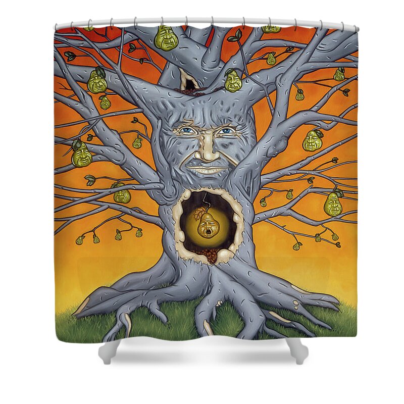  Shower Curtain featuring the painting The Golden Pear by Paxton Mobley