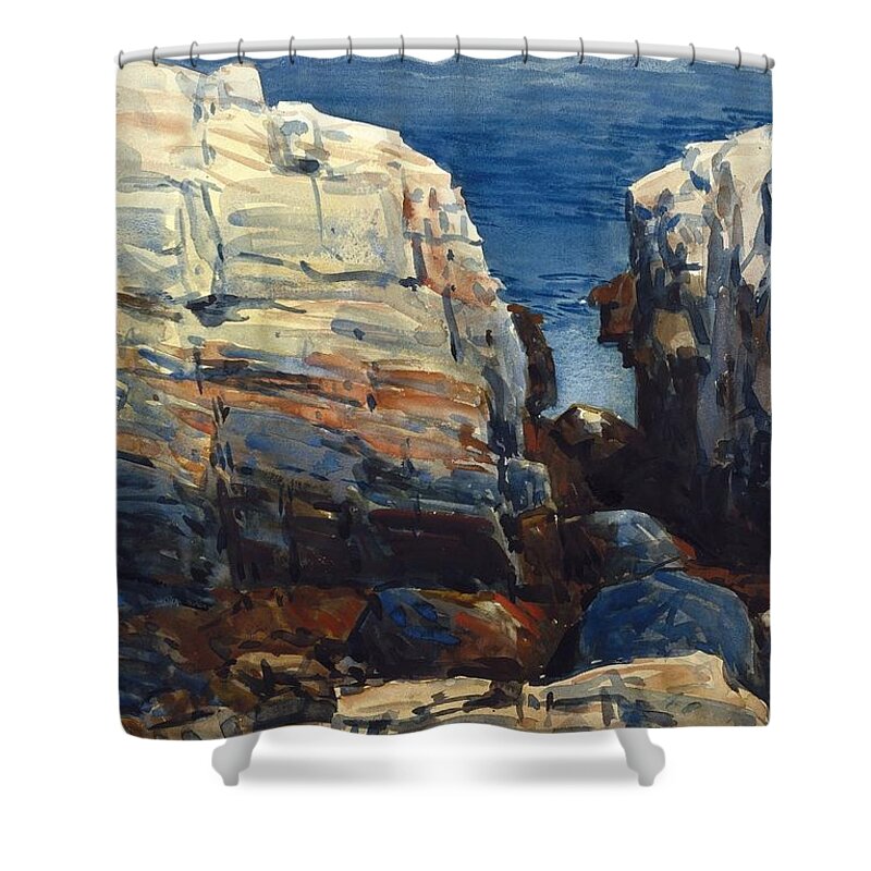 Frederick Childe Hassam (american Shower Curtain featuring the painting The Gorge Appledore by MotionAge Designs