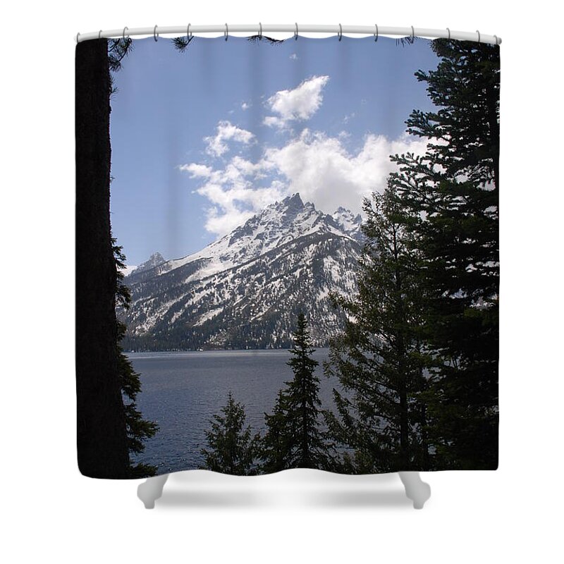 Photography Shower Curtain featuring the photograph The Grand Tetons Lake by Susanne Van Hulst