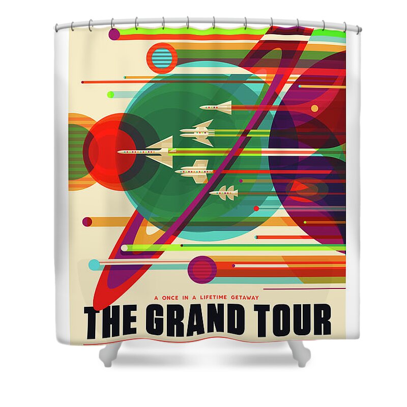 Nasa Vintage Space Poster Shower Curtain featuring the photograph The Grand Tour - NASA Vintage Poster by Mark Kiver