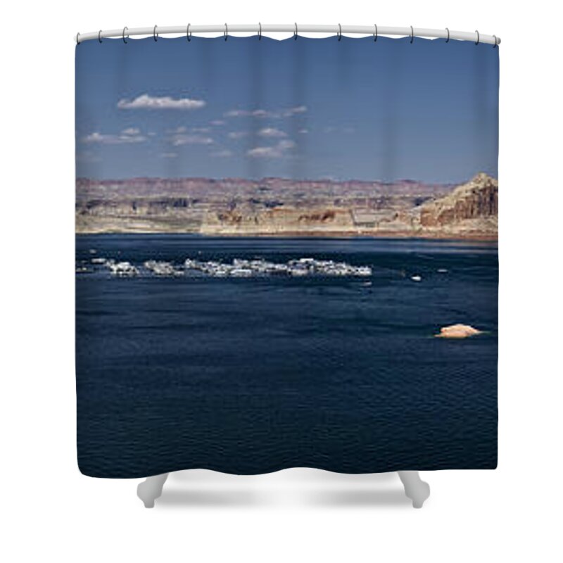 Lake Powell Shower Curtain featuring the photograph The Grand View of Wahweap Bay by Lucinda Walter