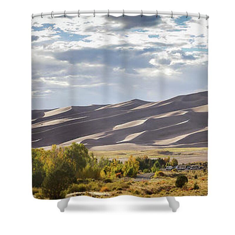 Colorado Shower Curtain featuring the photograph The Great Sand Dunes Triptych - Part 1 by Tim Stanley