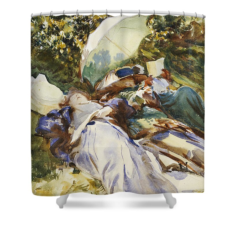 Parasol Shower Curtain featuring the painting The Green Parasol by John Singer Sargent