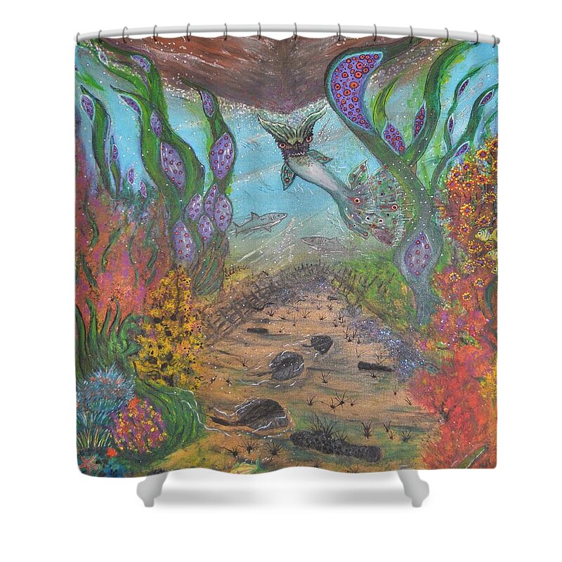 Acrylic Shower Curtain featuring the painting The Guardian by Charles Fuller