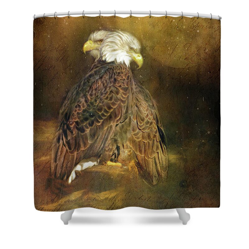 Eagles Shower Curtain featuring the digital art The Guardians by Eleanor Abramson