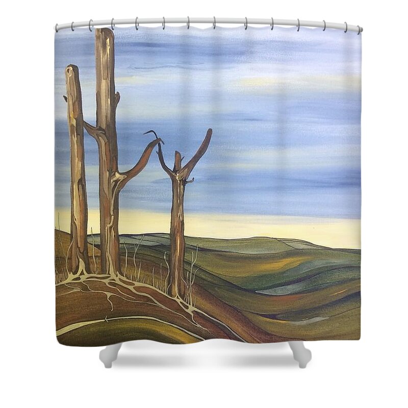 Guardians Shower Curtain featuring the painting The guardians by Pat Purdy