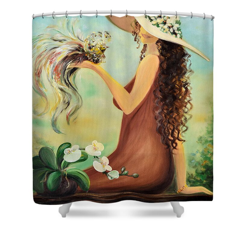 Figure Shower Curtain featuring the painting The Hand That Doesn't Grasp by Gina De Gorna