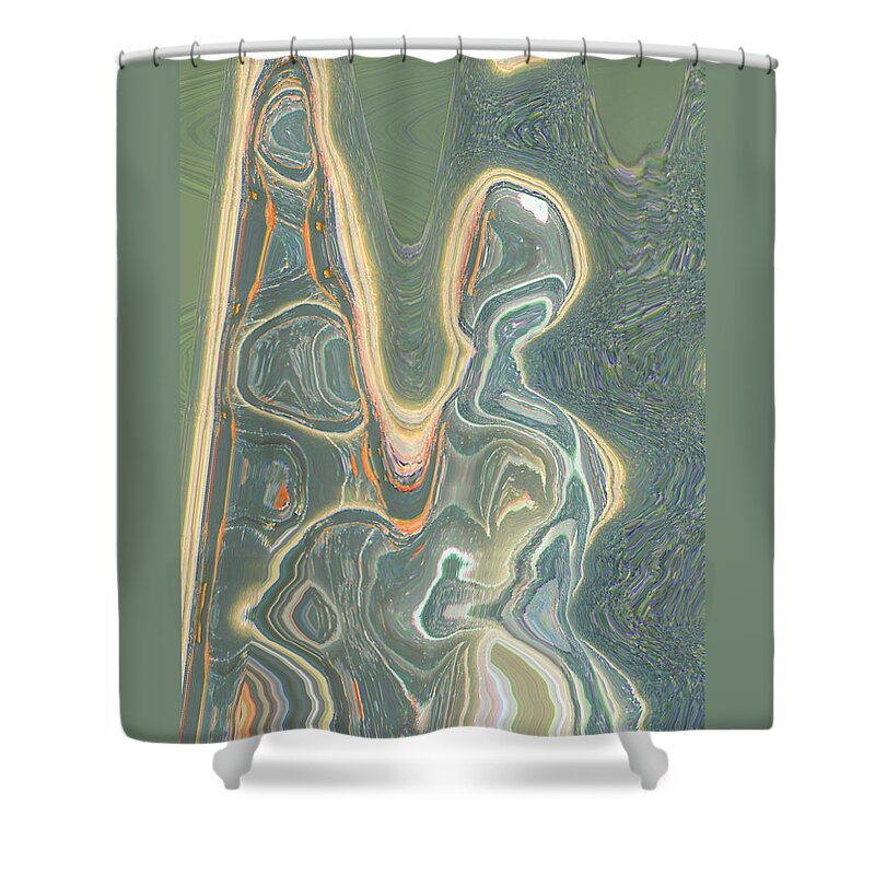 Abstract Shower Curtain featuring the digital art The Harp Player by Lenore Senior
