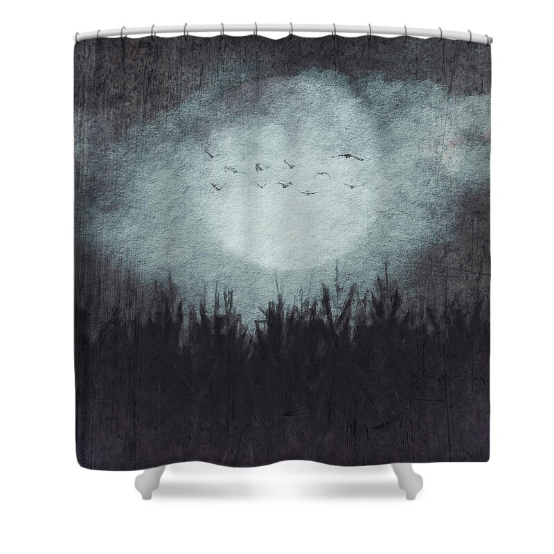 Digital Art Shower Curtain featuring the digital art The Heavy Moon by Melissa D Johnston