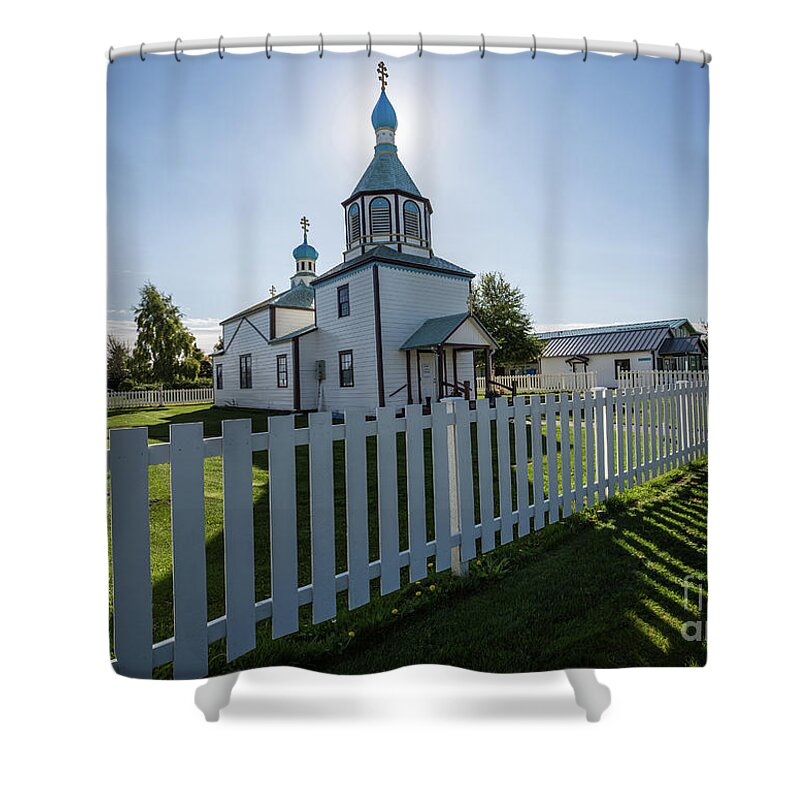 The Holy Assumption Russian Orthodox Church Shower Curtain featuring the photograph The Holy Assumption Russian Orthodox Church by Eva Lechner