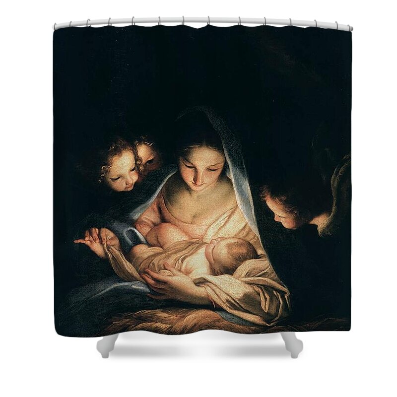The Holy Night By Carlo Maratta 2 Shower Curtain featuring the painting The Holy Night by MotionAge Designs