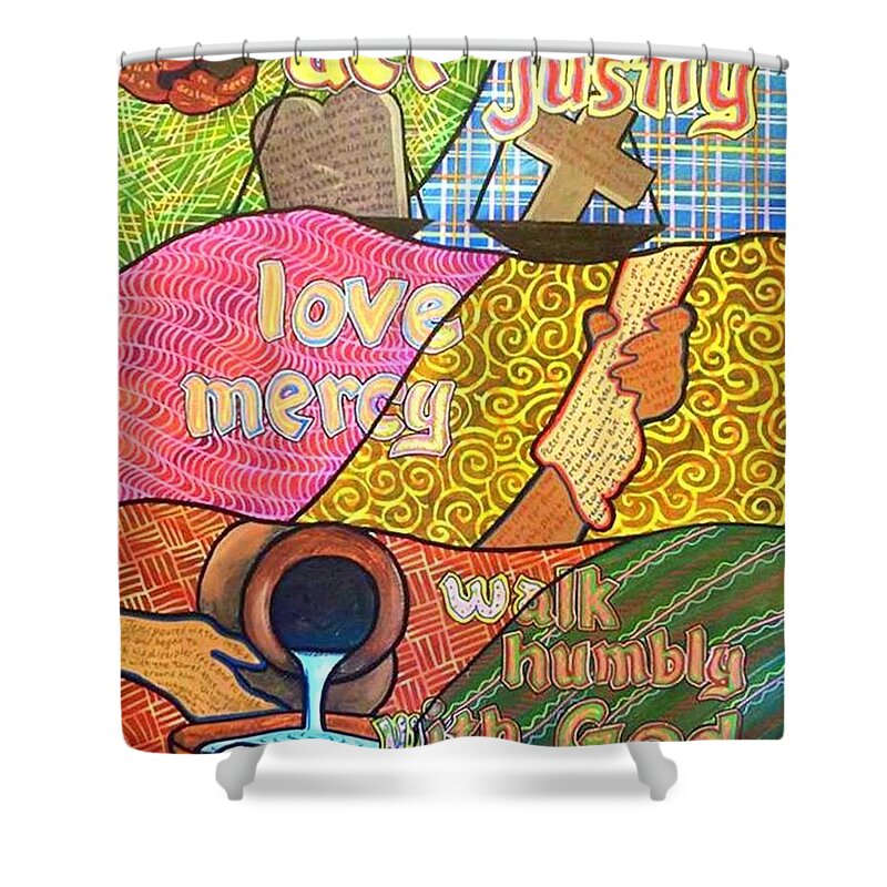 Bible Shower Curtain featuring the painting The Humble Walk by Jim Harris