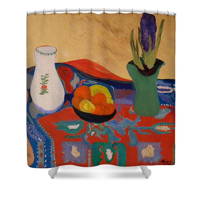 Hyacinth Shower Curtain featuring the painting The Hyacinth by bill o'connor by Bill OConnor