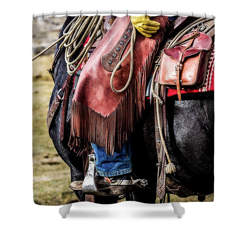 Horses Shower Curtain featuring the photograph The Idaho Cowboy Western Art by Kaylyn Franks by Kaylyn Franks