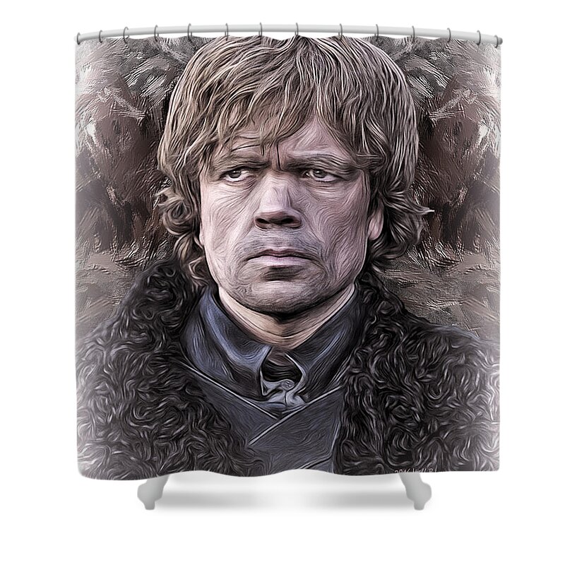 Game Shower Curtain featuring the painting The Imp, Nbr 01-C by Will Barger