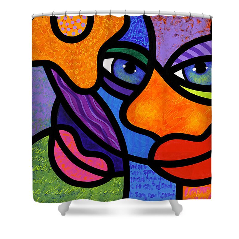 Eyes Shower Curtain featuring the painting The Introduction by Steven Scott