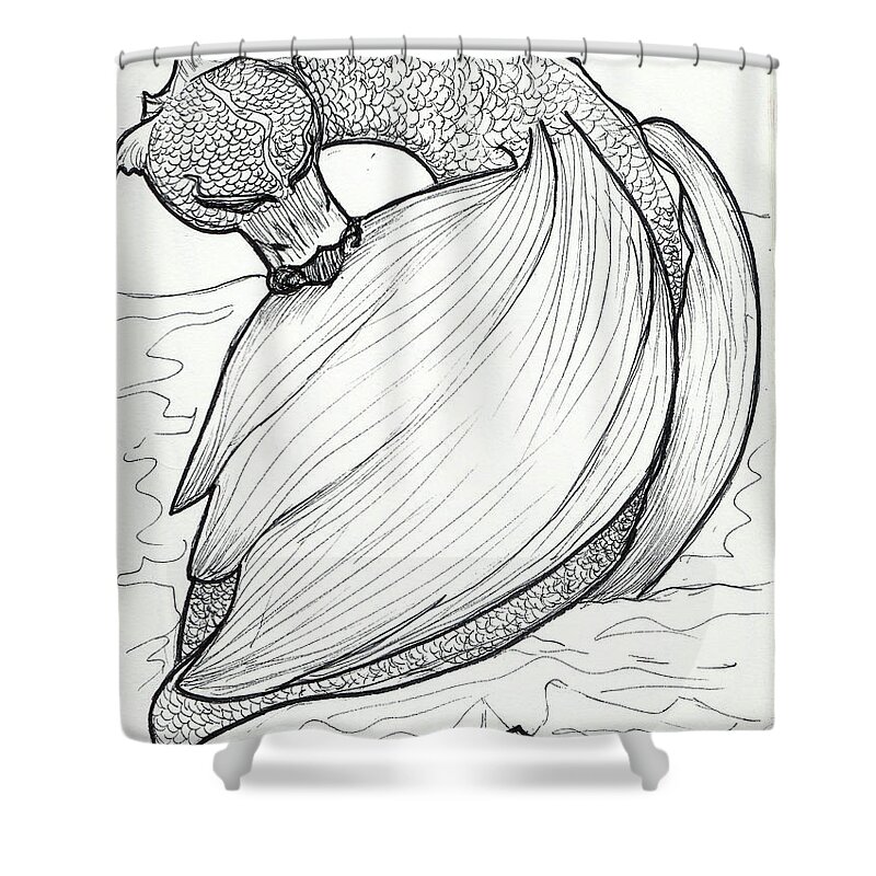 Dragon Shower Curtain featuring the drawing The Itch by Loretta Nash