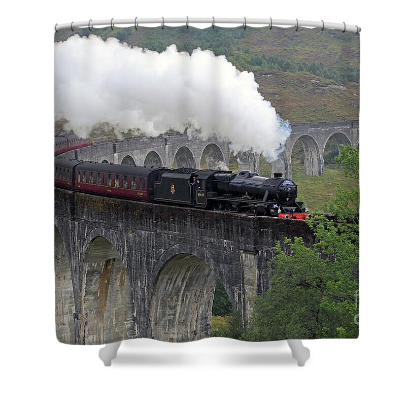 Jacobite Shower Curtain featuring the photograph The Jacobite Steam Train by Maria Gaellman