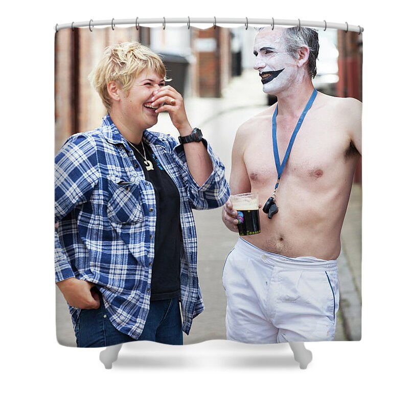 People Shower Curtain featuring the photograph The Joker stripped naked by Simon Bratt
