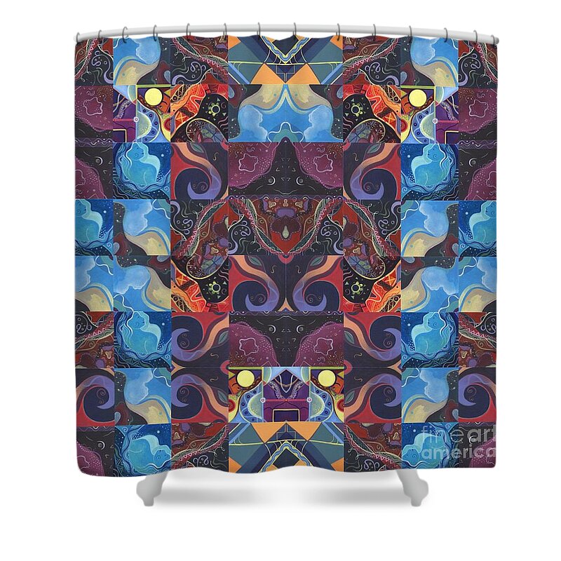 Joy Of Design Series Shower Curtain featuring the digital art The Joy of Design Mandala Series Puzzle 6 Arrangement 5 by Helena Tiainen