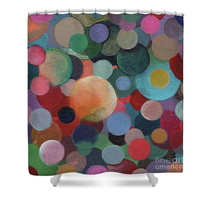 Circles Shower Curtain featuring the painting The Joy of Design X L by Helena Tiainen