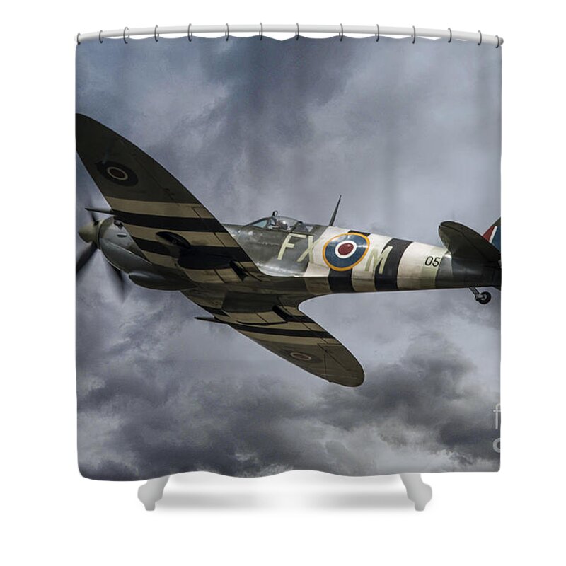 Supermarine Shower Curtain featuring the digital art The Kent Spitfire by Airpower Art