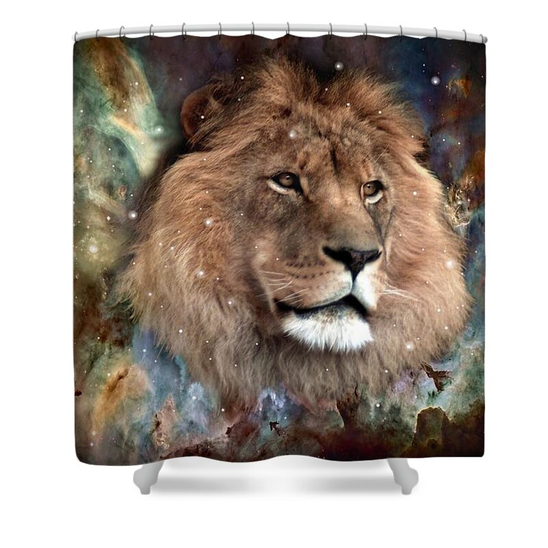 Spiritual Shower Curtain featuring the digital art The King by Bill Stephens