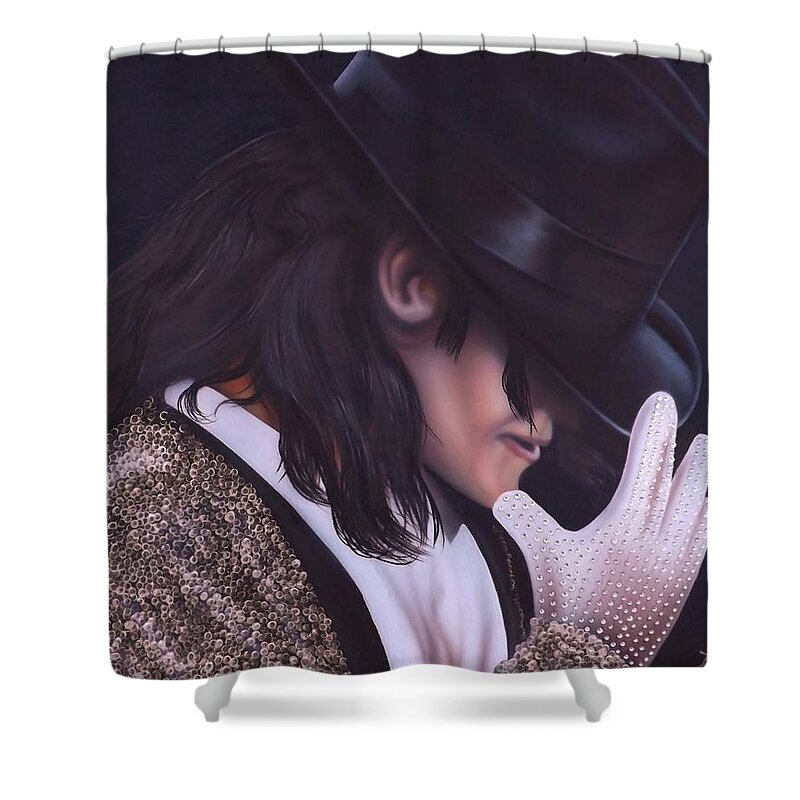 The King Of Pop Shower Curtain featuring the painting The King of Pop by Darren Robinson