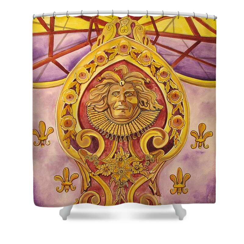 Asbury Art Shower Curtain featuring the painting The King of the Carousel by Patricia Arroyo