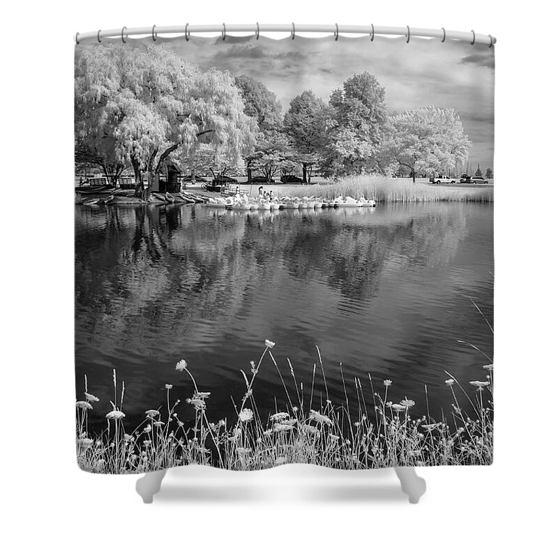 Infrared Shower Curtain featuring the photograph The Lagoon #1 by John Roach