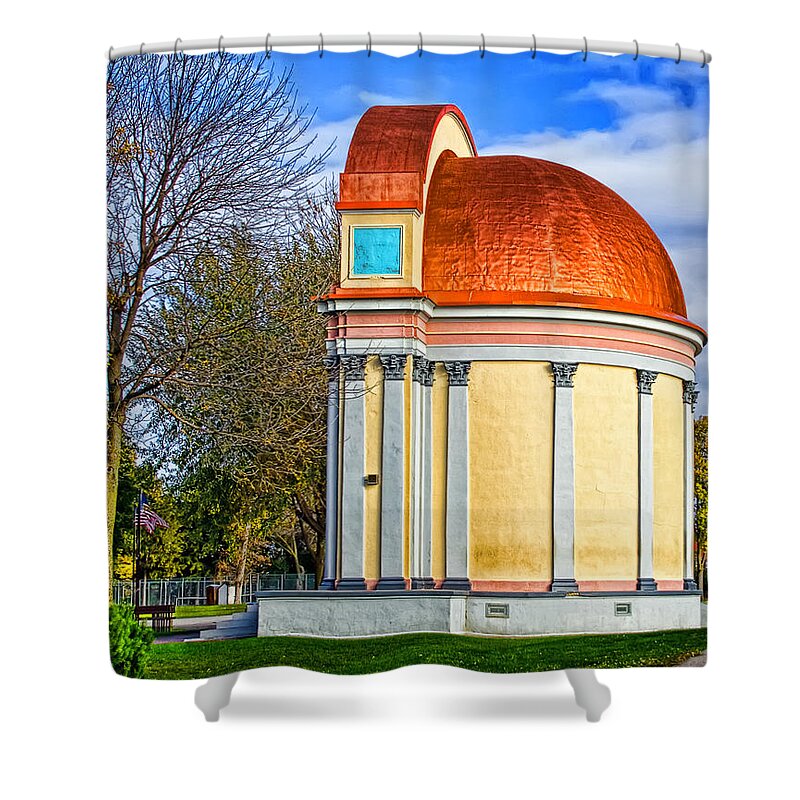 Bandshell Shower Curtain featuring the photograph The Lake Park Bandshell by Al Mueller