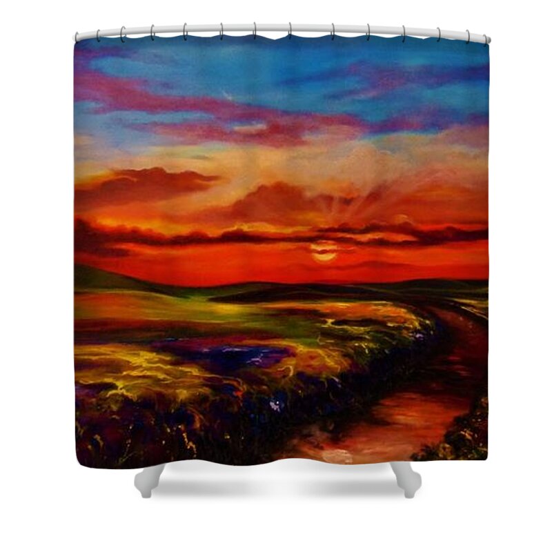 Emery Landscape Shower Curtain featuring the painting The Land I Love by Emery Franklin