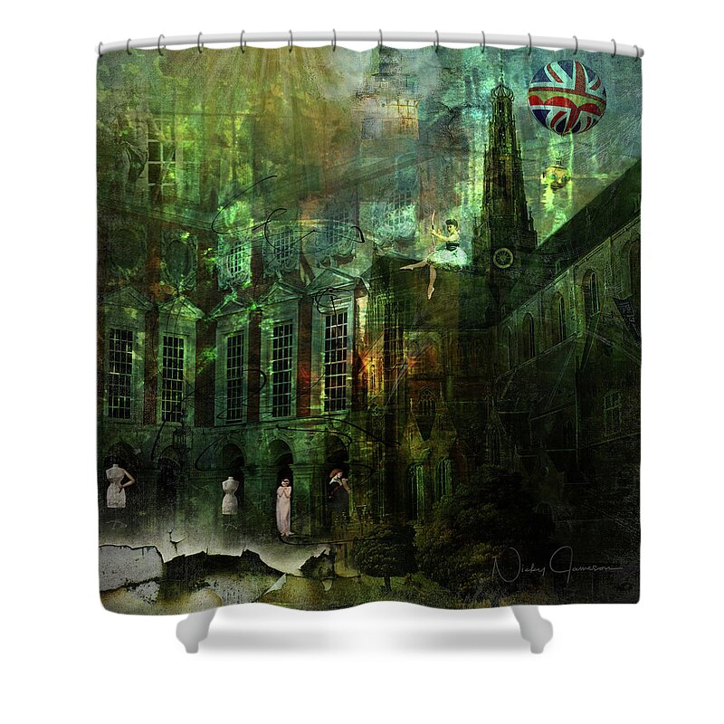 Nickyjameson Shower Curtain featuring the digital art The Landing by Nicky Jameson