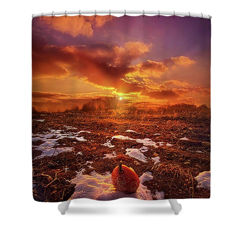 Clouds Shower Curtain featuring the photograph The Last Pumpkin by Phil Koch