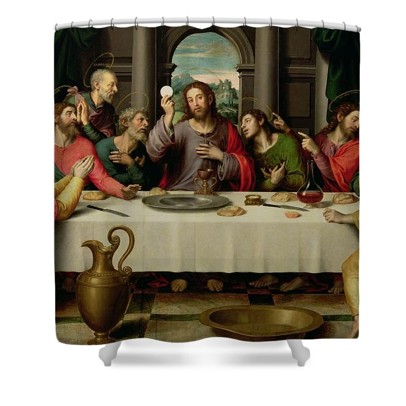 The Last Supper By Vicente Juan Macip Shower Curtain featuring the painting The Last Supper by Vicente Juan Macip