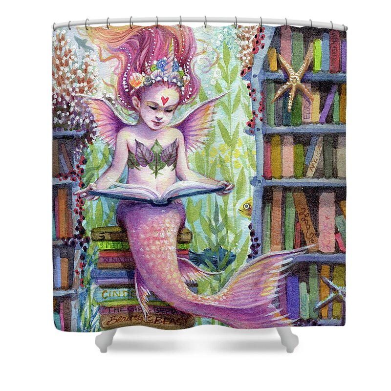 Mermaid Shower Curtain featuring the painting The Library by Sara Burrier