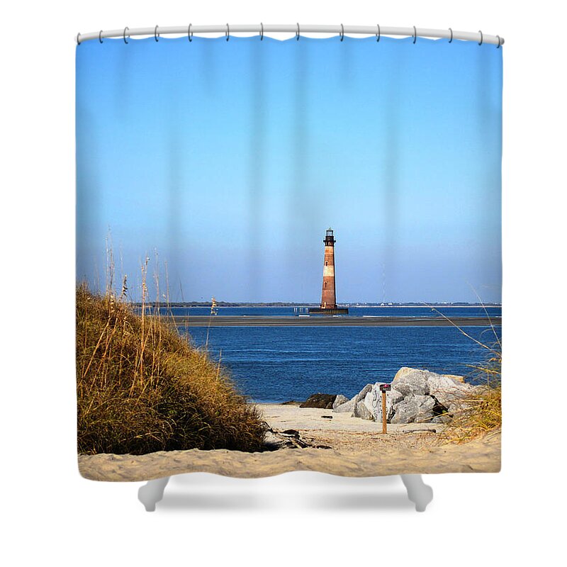 Photography Shower Curtain featuring the photograph The Lighhouse at Morris Island Charleston by Susanne Van Hulst