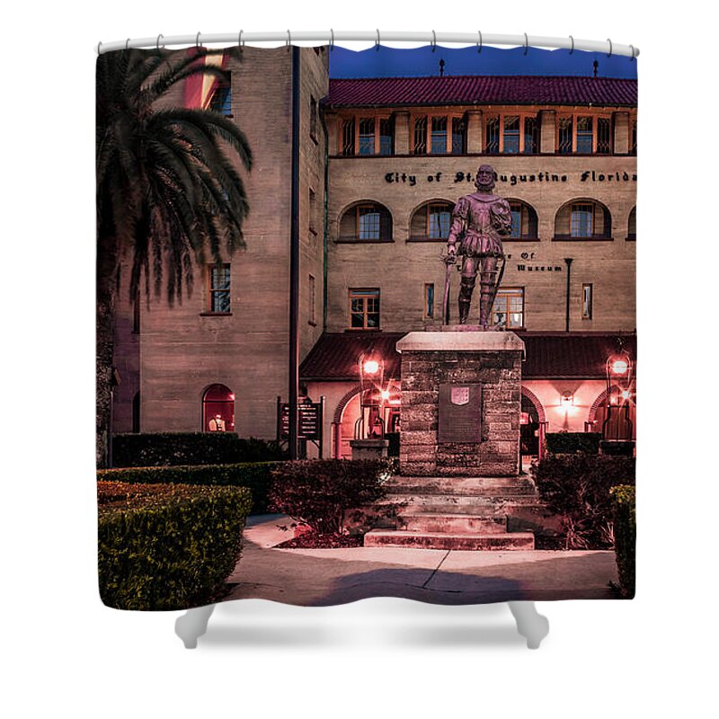 America Shower Curtain featuring the digital art The Lightner Museum At Night by Traveler's Pics