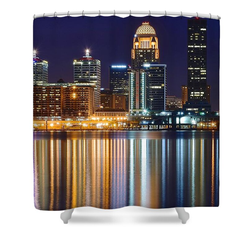 Louisville Shower Curtain featuring the photograph The Lights of a Louisville Night by Frozen in Time Fine Art Photography