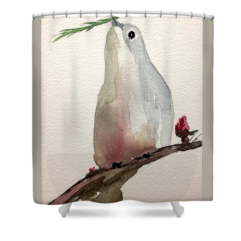 Bird Watercolour Shower Curtain featuring the painting The Little Guy by Desmond Raymond