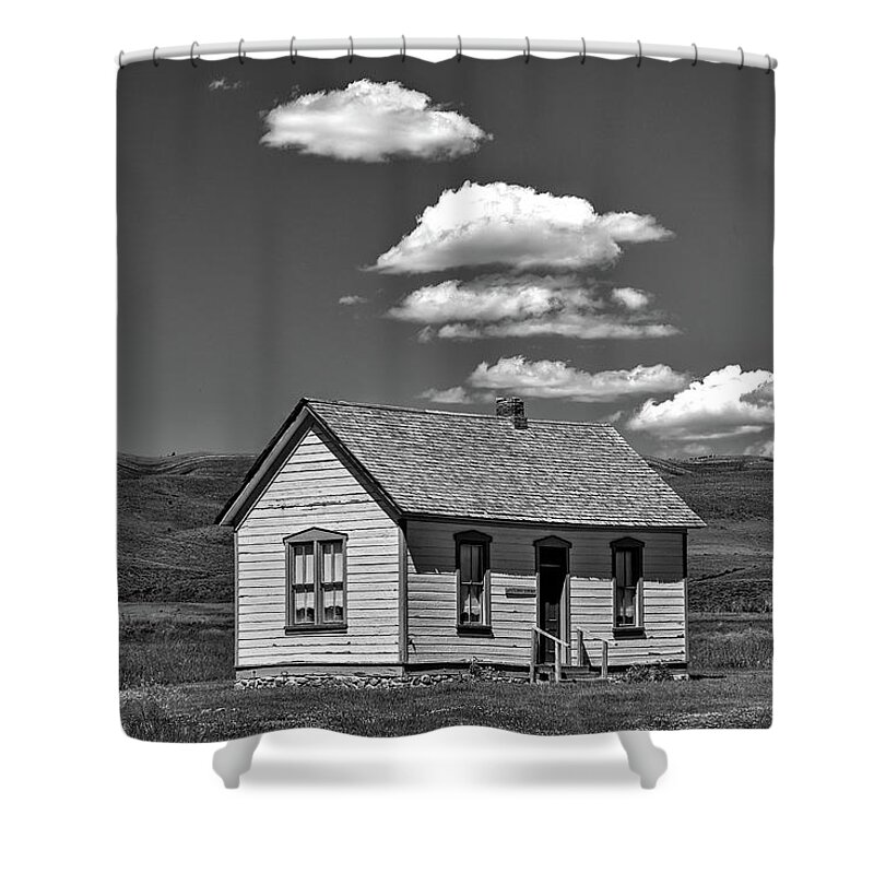 Farm Shower Curtain featuring the photograph The Little House B and W by Richard J Cassato