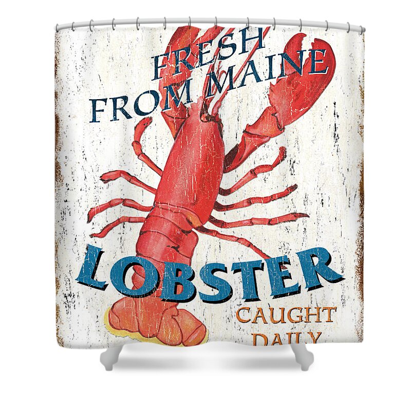 #faatoppicks Shower Curtain featuring the painting The Lobster Pot by Debbie DeWitt