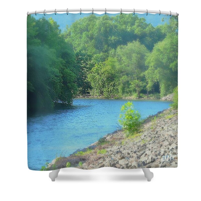 River Shower Curtain featuring the photograph The Long, Hot Summer Slowly Moves Along by Tami Quigley
