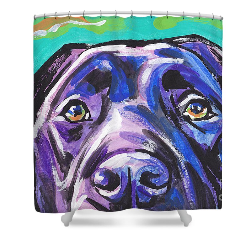 Labrador Retriever Shower Curtain featuring the painting The Look of Lab by Lea S